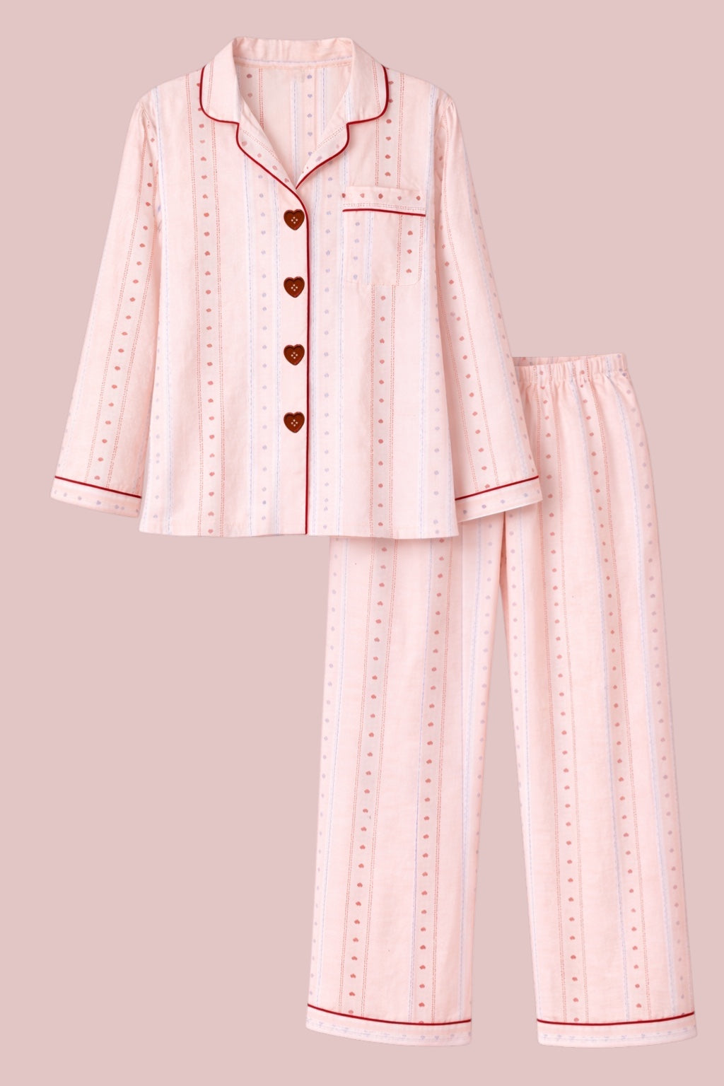 Pink & Red Heart Button PJ