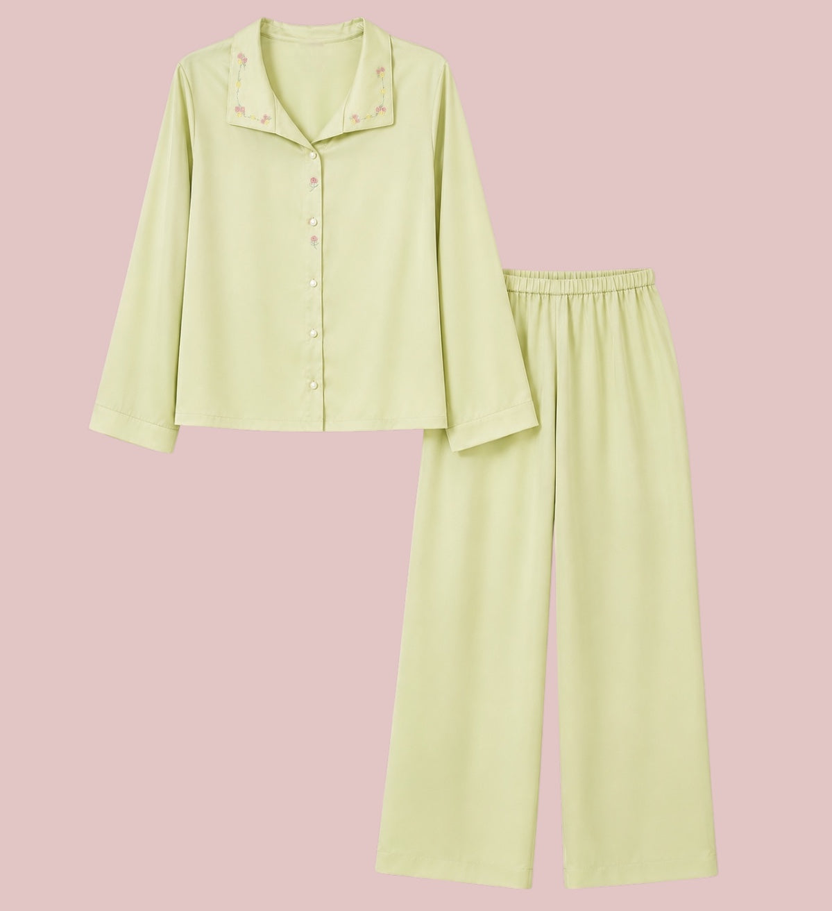 Embroidered Flower PJ Set