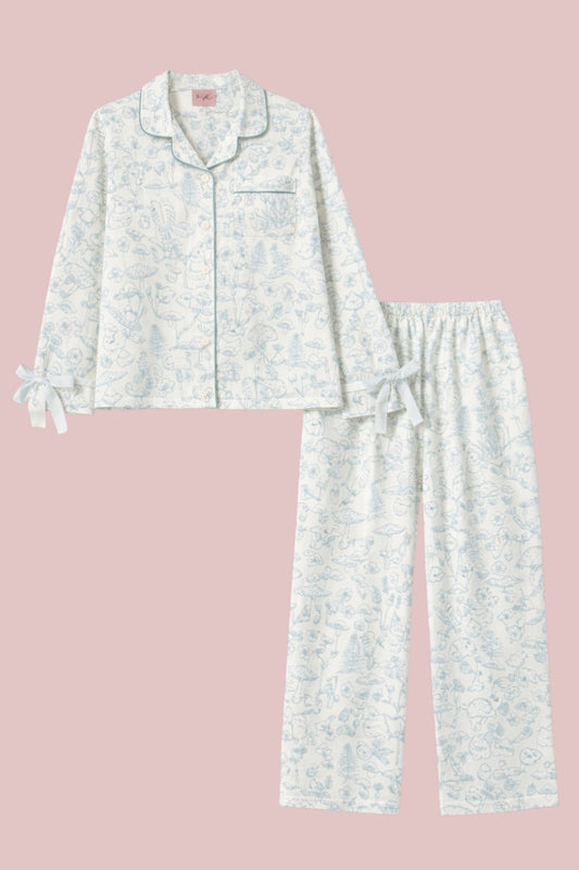Floral Ribbon Sleeve PJ Set