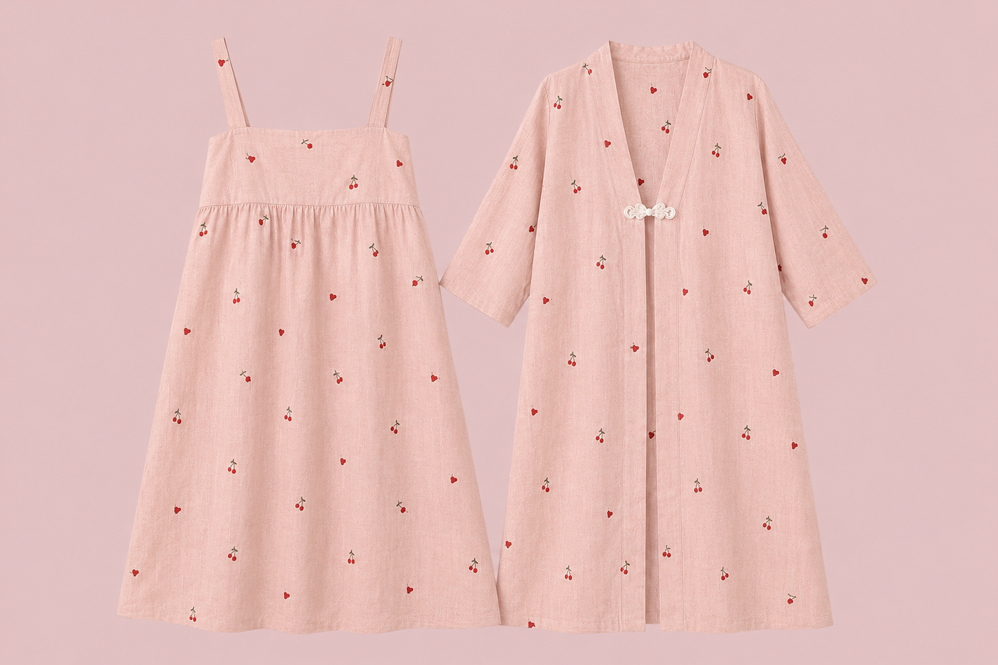 Embroidered Robe & Dress PJs