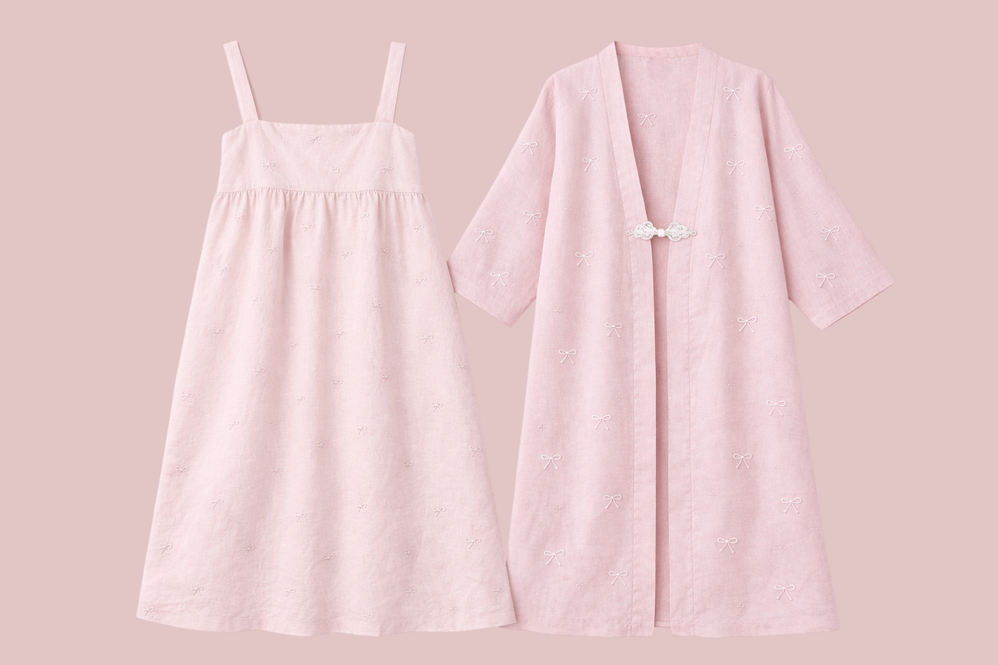 Embroidered Robe & Dress PJs