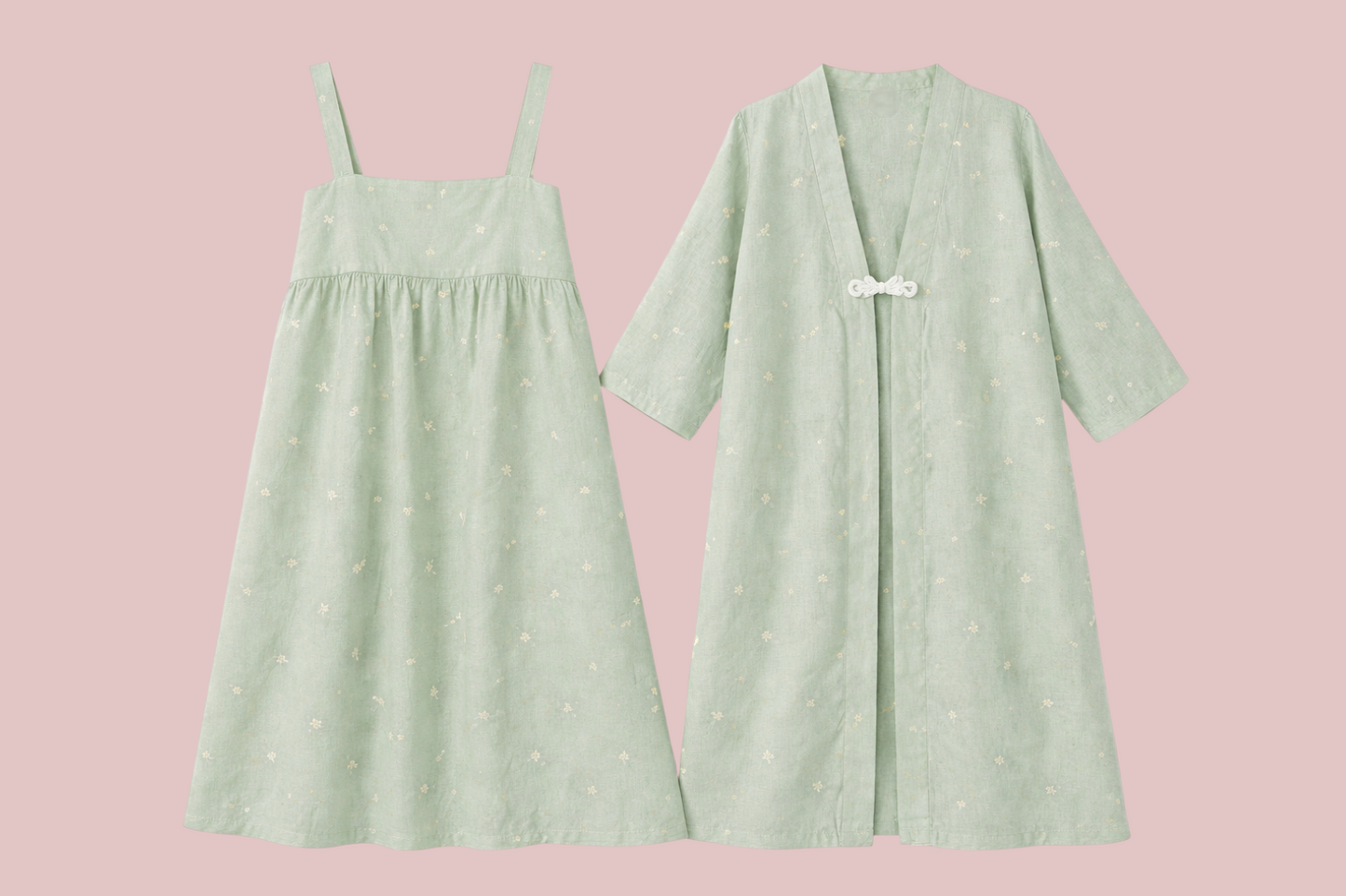 Embroidered Robe & Dress PJs