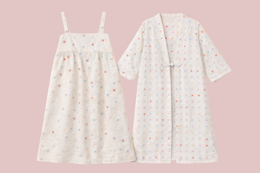 Embroidered Robe & Dress PJs