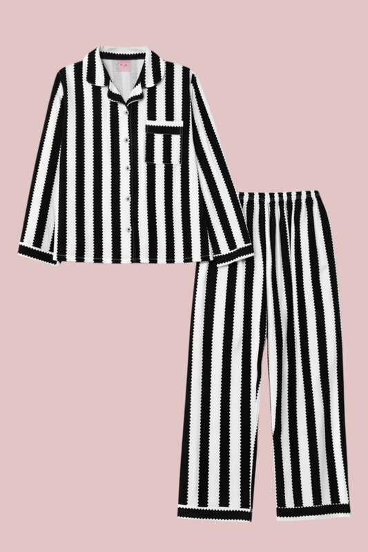 Striped Black & White PJs