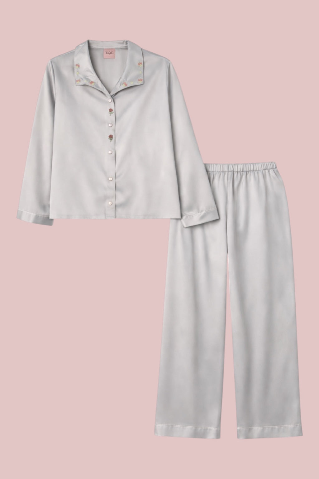 Embroidered Flower PJ Set